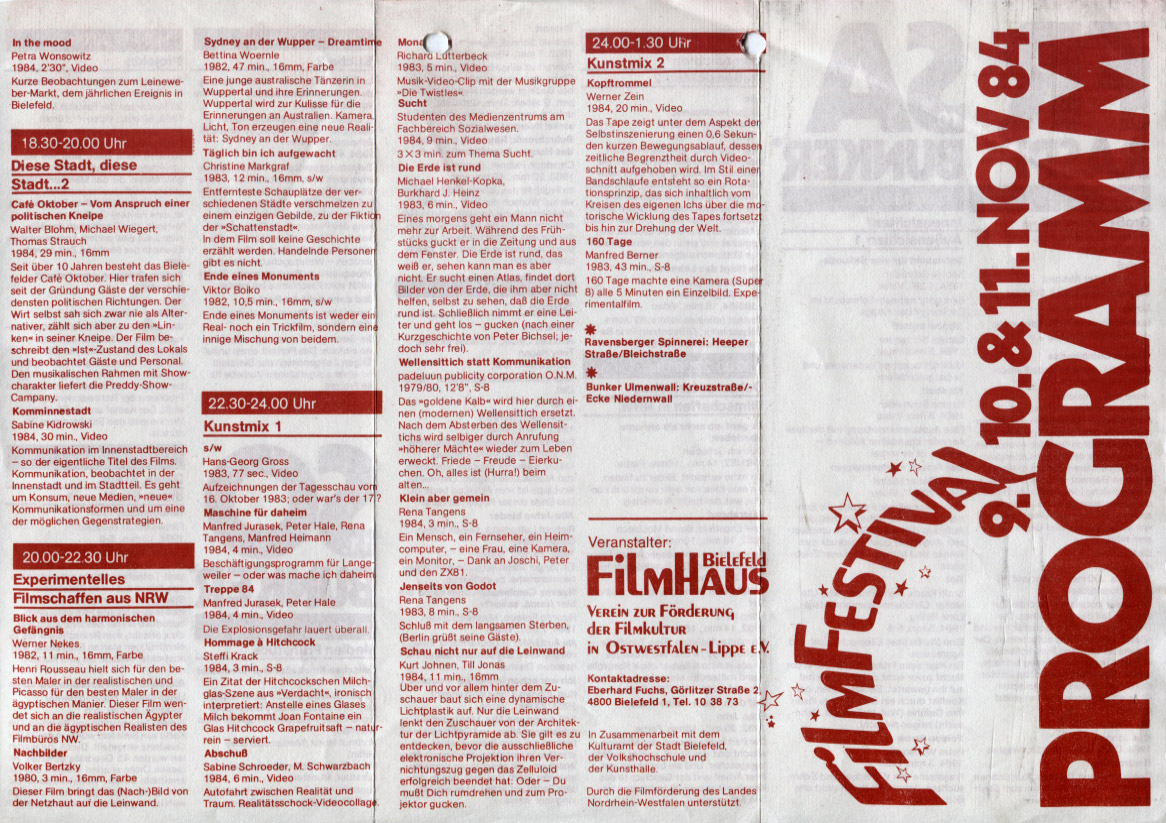 2. Bielefelder Filmfestprogramm-Flyer 1984